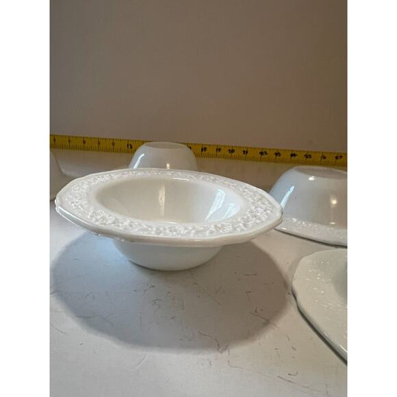 Set of 6 Indiana White Milk Glass Orange Blossom Berry Dessert Bowls - Picture 11 of 14
